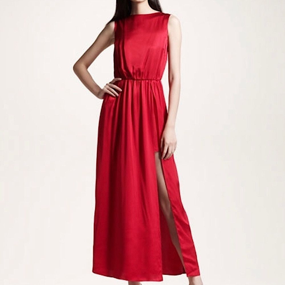 Gryphon Red Silk Maxi Dress Size Small